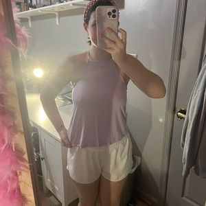 lavender high neck, racer back tank top